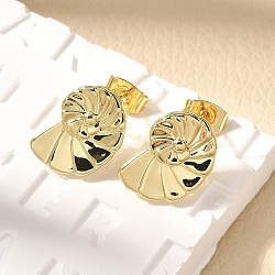 Brass Stud Earrings, Conch, Real 18K Gold Plated, 15x11mm(EJEW-B118-05G)