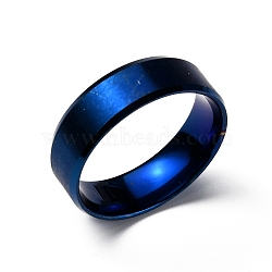 Stainless Steel Wide Band Finger Rings for Women Men, Plain Band Rings, Blue, 8mm, Inner Diameter: US Size 13(22.2mm)(RJEW-WH0009-13H-BU)