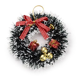 Christmas Wreath PVC Pendant Decorations, for Christmas Tree Hanging Ornaments, Red, 150mm, Wreath: 125x22mm.(HJEW-R100-01A)