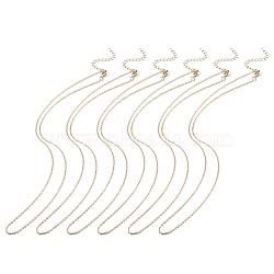 6Pcs Iron Cable Chains Necklaces for Women, Golden, 17.7 inch(45cm)(MAK-YW0001-05)