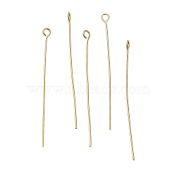 Brass Eye Pins, Lead Free & Cadmium Free, Real 24K Gold Plated, 45x3x0.7mm, Hole: 1.8mm(KK-H502-02H-G)