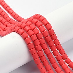 Handmade Polymer Clay Bead Strands, Column, Red, 6.5x6mm, Hole: 1.2mm, about 61pcs/strand, 15.75 inch(40cm)(CLAY-ZX006-01-21)