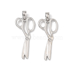 Brass Pendants, Scissors Charms, Platinum, 29x13x1mm, Hole: 3.5x2mm(KK-L277-02P)