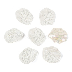 Opaque Acrylic Pendants, Leaf Charms, with Glitter Power, WhiteSmoke, 19.5x17x4mm, Hole: 1.6mm(TACR-F009-07)