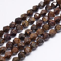 Natural Bronzite Beads Strands, Star Cut Round Beads, Faceted, 8x8mm, Hole: 1mm, about 50~51pcs/strand, 15.74 inch(G-N0313-07-8mm)