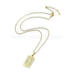 Rectangle with Twelve Constellations Pendant Necklaces, 304 Stainless Steel Cable Chains Necklaces, Golden, Leo, 15.98 inch(40.6cm)(NJEW-D069-01G-05)