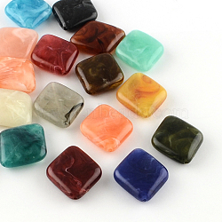 Rhombus Imitation Gemstone Acrylic Beads, Mixed Color, 30x26x8mm, Hole: 2mm(X-OACR-R043-M)