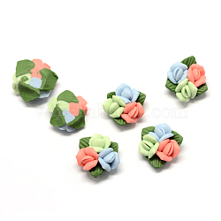 Handmade Porcelain Cabochons, China Clay Beads, Flower, Colorful, 16~18x15~16x7~8mm(PORC-S1003-10B)