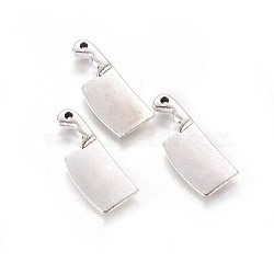 Tibetan Style Zinc Alloy Pendants, Kitchen Knife, Antique Silver, 23x9x2.5mm, Hole: 1mm(PALLOY-F248-033AS)