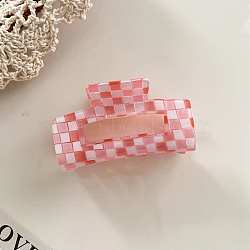 Checkered Acrylic Large Claw Hair Clips, for Women Girls Thick Hair, Rectangle, Pink, 43x75mm(PW23031780741)