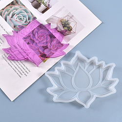 DIY Lotus Cup Mat Silicone Molds, Coaster Molds, Resin Casting Molds, White, 128x165x10.5mm(X-SIMO-PW0001-120)