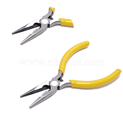 Carbon Steel Pliers, Jewelry Making Supplies, Needle Nose Pliers, Yellow(TOOL-PW0004-03F)