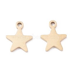 Ion Plating(IP) 316 Surgical Stainless Steel Charms, Star, Real 24K Gold Plated, 9.5x8x1mm, Hole: 1.2mm(STAS-H163-16G)