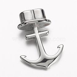 304 Stainless Steel Anchor Hook Clasps, For Leather Cord Bracelets Making, Stainless Steel Color, 33.5x24x9.5mm, Hole: 6x12mm(STAS-D166-83P)