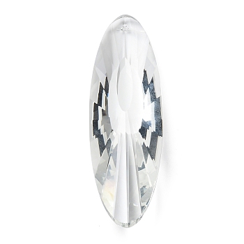 Transparent Glass Pendants, Faceted, Oval, for Chandelier Crystal Hanging Pendants, Clear, 120x35x24mm, Hole: 1.8mm