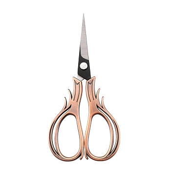 Stainless Steel Scissors, Embroidery Scissors, Sewing Scissors, with Zinc Alloy Handle, Red Copper & Stainless steel Color, 108x51mm