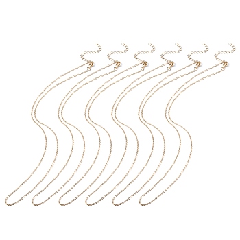 6Pcs Iron Cable Chains Necklaces for Women, Golden, 17.7 inch(45cm)