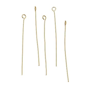 Brass Eye Pins, Lead Free & Cadmium Free, Real 24K Gold Plated, 45x3x0.7mm, Hole: 1.8mm