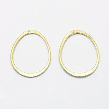 Brass Pendants, Lead Free & Cadmium Free & Nickel Free, Oval, Raw(Unplated), 21.5x17x0.3mm, Hole: 0.5mm