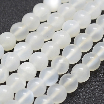 Natural White Moonstone Beads Strands, Round, 6mm, Hole: 1mm, about 66pcs/strand, 15.5 inch(39.5cm)