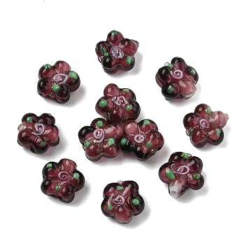 15PCS Handmade Lampwork Beads, Bumpy, Flower, Rosy Brown, 13.5x14.5x7mm, Hole: 1.4mm