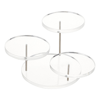 3-Tier Round Acrylic Finger Ring Riser Display Stands, Ring Organizer Holder, Clear, Finished Product: 13.5x14.5x7.6cm, about 7pcs/set