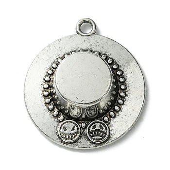 Tibetan Style Alloy Pendants, Cap, Antique Silver, 34x30x11mm, Hole: 2.6mm