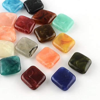 Rhombus Imitation Gemstone Acrylic Beads, Mixed Color, 30x26x8mm, Hole: 2mm