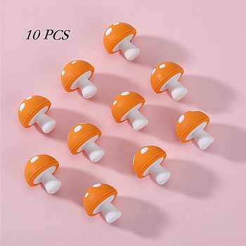 10Pcs Mushroom Silicone Focal Beads, Chewing Beads  For Teethers, DIY Nursing Necklaces Making, Goldenrod, 18mm, Hole: 2mm