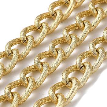 Oxidation Aluminum Textured Curb Chains, Twisted Chains, Unwelded, with Spool, Light Gold, 19x13.5x6mm, about 49.21 Feet(15m)/Roll