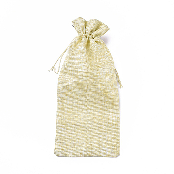 Linen Packing Pouches, Drawstring Bags, Rectangle, Wheat, 33.5~34.5x14.5~14.7x0.6cm