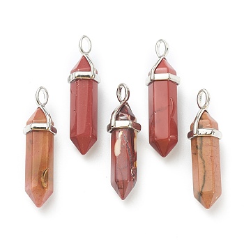 Natural Mookaite Pendants, with Platinum Tone Brass Findings, Bullet, 39.5x12x11.5mm, Hole: 4.5x2.8mm