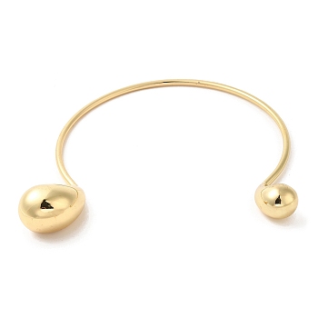 Brass Chocker Necklaces, Teardrop Rigid Necklace, Real 18K Gold Plated, Inner Diameter: 4.45 inch(113mm)