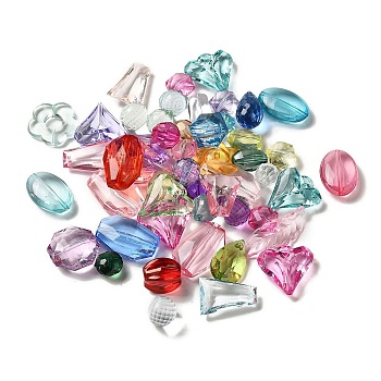 Transparent Acrylic Beads, Mixed Shapes, 12~40x12~28x9~15.5mm, Hole: 1.2~2.5mm