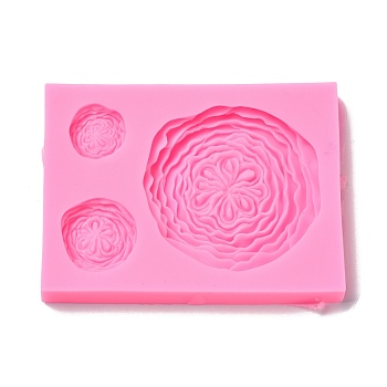 Food Grade Silicone Molds, Fondant Molds, Baking Molds, Chocolate, Candy, Biscuits, UV Resin & Epoxy Resin Jewelry Making, Rose, Random Single Color or Random Mixed Color, 101x76x12mm, Inner Diameter: 22~63x20~62mm
