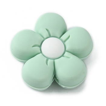 Silicone Beads, DIY Nursing Necklaces and Bracelets Making, Chewing Pendants For Teethers, Flower, Honeydew, 26x27x10mm, Hole: 2mm