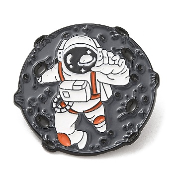 Spaceman Enamel Pins, Electrophoresis Black Plated Alloy Brooch, Human, 28.5x30.5x1.5mm