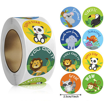 500 Paste Paper Self-Adhesive Stickers, for Cartoon Kids Stickers Encourage Labels, Mixed Shapes, 57x27mm, 500pcs/roll