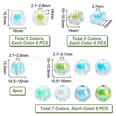 Elite 72Pcs 12 Styles UV Plating Transparent Acrylic Beads(TACR-PH0001-57B)-2