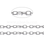 Brass Cable Chains, Soldered, with Spool, Oval, Cadmium Free & Nickel Free & Lead Free, Long-Lasting Plated, Platinum, 2x1.5x0.35mm, about 32.8 Feet(10m)/roll(X-CHC-034Y-P-NF)