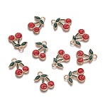 Alloy Enamel Pendants, Cherry, Light Gold, 18x13mm, Hole: 2mm(X-PALLOY-N0118-260)