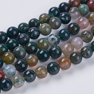 Natural Indian Agate Beads Strands, Round, 4mm, Hole: 1mm, about 43pcs/strand, 7.2 inch(X-G-G515-4mm-05)