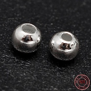 925 Sterling Silver Beads, Seamless Round Beads, Silver, 3.5mm, Hole: 1.2mm, about 259pcs/20g(STER-F012-01D)