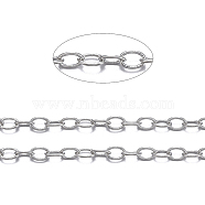 Brass Cable Chains, Soldered, with Spool, Oval, Cadmium Free & Nickel Free & Lead Free, Long-Lasting Plated, Platinum, 2x1.5x0.35mm, about 32.8 Feet(10m)/roll(X-CHC-034Y-P-NF)