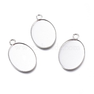 304 Stainless Steel Pendant Cabochons Settings for Fashion Jewelry, Milled Edge Bezel Cups, Oval, Stainless Steel Color, Tray: 25x18mm, 30.5x19x1mm, Hole: 3mm(X-STAS-M283-03P-C)