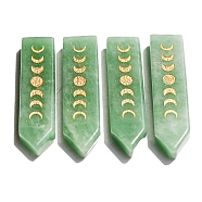 Natural Green Aventurine Carved Moon Phases Hexagonal Arrow Figurines for Home Desktop Decoration, 48~52mm(PW-WG48478-04)