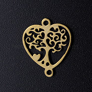 201 Stainless Steel Links connectors, Tree of Life with Heart, Golden, 17.5x15x1mm, Hole: 1.5mm(STAS-T049-T651-2)