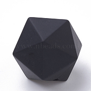 Food Grade Eco-Friendly Silicone Beads, Chewing Beads For Teethers, DIY Nursing Necklaces Making, Icosahedron, Black, 16.5x16.5x16.5mm, Hole: 2mm(X-SIL-T048-14mm-10)