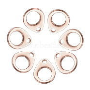 304 Stainless Steel Chain Tabs, Chain Extender Connectors, Teardrop, Hollow, Rose Gold, 13x10x1mm, Hole: 1.8mm and 7x6mm, 50pcs/box(STAS-UN0007-23RG)