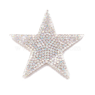 Glitter Hotfix Rhinestone, Iron on Patches, Dress Shoes Garment Decoration, Star, Crystal AB, 60x60x1.5mm(RGLA-WH0001-01)